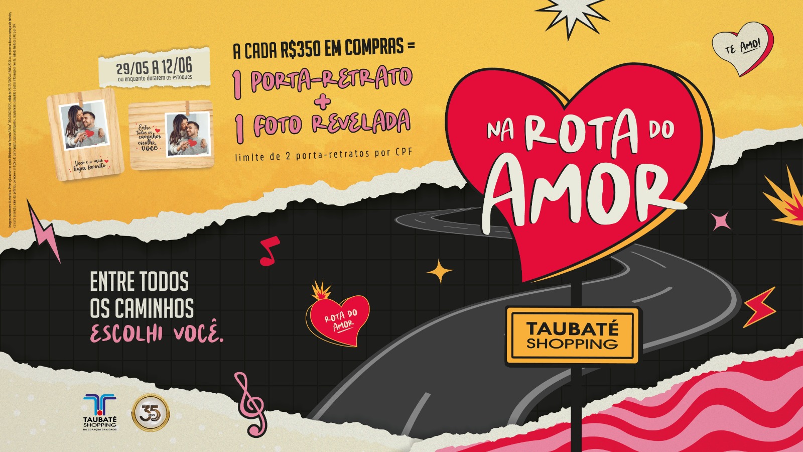 Na rota do amor: Campanha de Dia dos Namorados do Taubaté Shopping oferece porta-retrato exclusivo e foto revelada como brinde